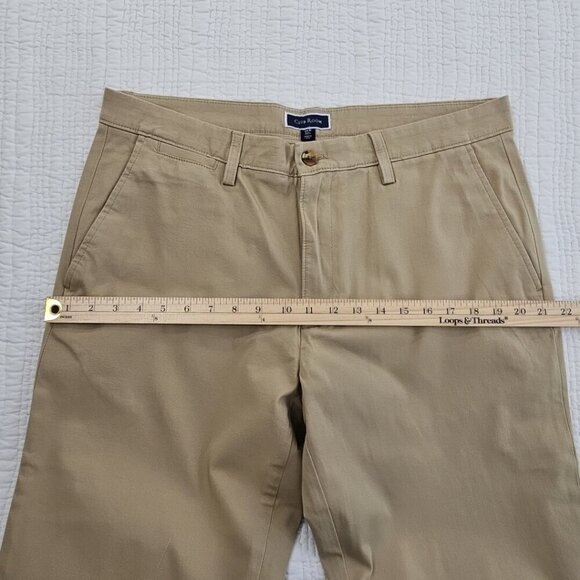 Club Room Men's Size 34x32 4-Way Stretch Chino Golf Pant Khaki Relaxed Straight - Picture 7 of 14